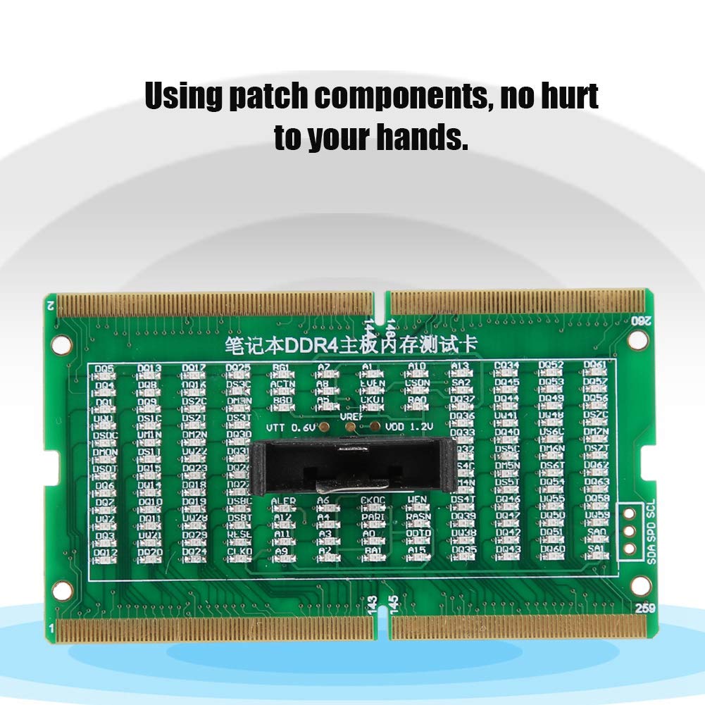 SIXRUN SO DIMM Diagnosetesterkarte für Laptop DDR234 DDR2 DDR3 DDR4 mit Leuchtanzeige, kein Brennen Beim Umgekehrten Einsetzen, 6,7 X 4 Cm, PC-Notebook-Reparaturwerkzeug für Techniker, Heimwerker