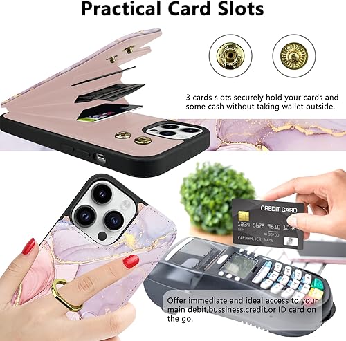 Miniatura 4 de TopPerfekt Funda tipo cartera compatible con iPhone 13 Pro con tarjetero y rotación de 360, soporte de anillo de dedo con función atril, bloqueo