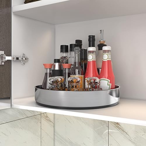 Miniatura 3 de VAEHOLD Lazy Susan Stainless Steel Spice Rack Turntable for Pantry Cabinet - Decorative Trays Storage Containers Organizer for Kitchen Cabinet,