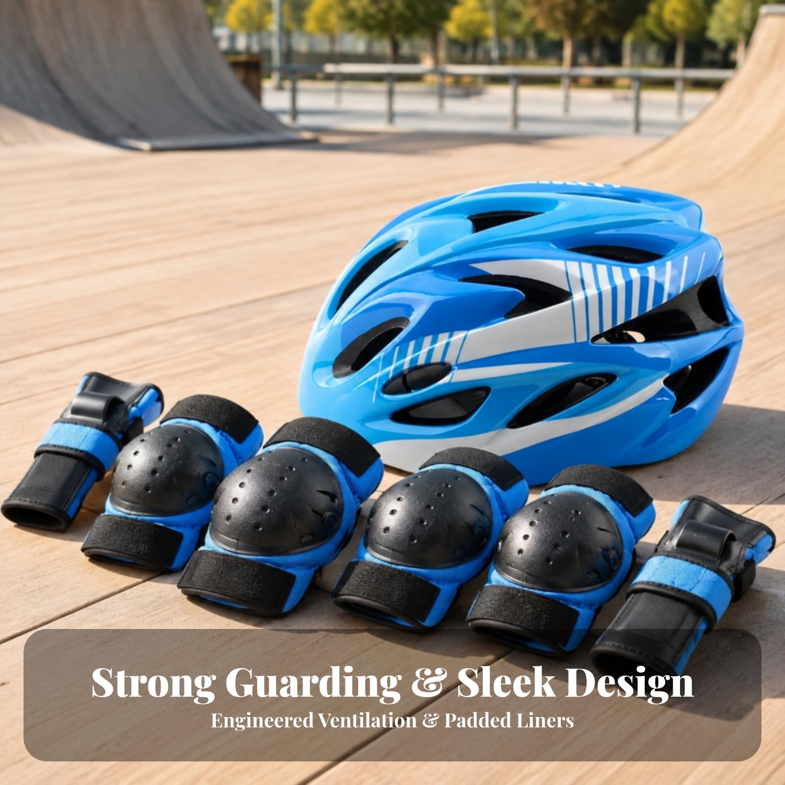 7 Pièces S Protection Roller | Coque Extérieure Rigide, Ensemble Casque, Genillères, Cdières Protège-Poigns, Dblure Intérieure Amortissante, Noir, S