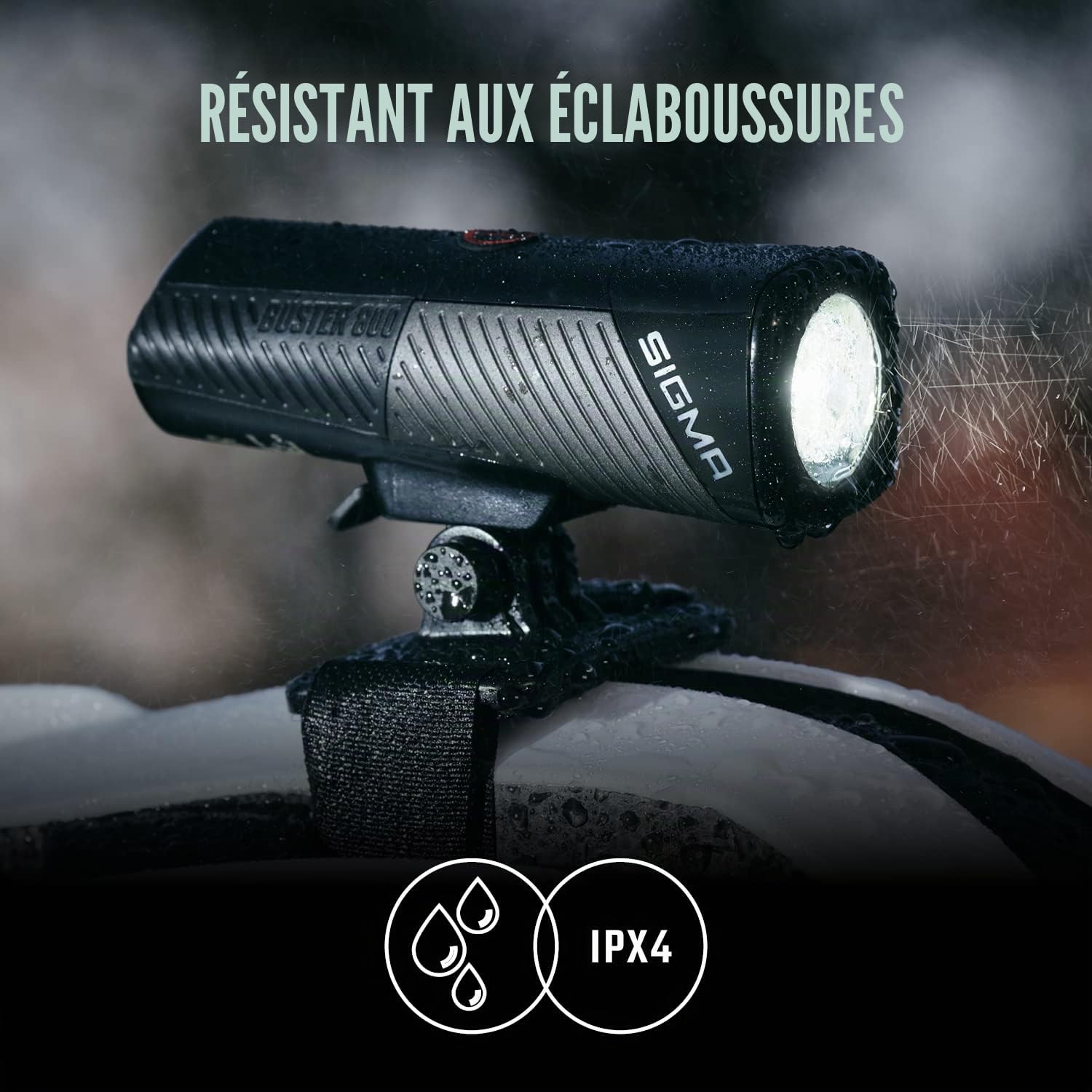 SIGMA Buster 800 HL |Lampe de Casque à LED 800 lumens | Lampe de Casque à Piles avec Cinq profils de Mode | Fixation Facile sur Le Casque | Couleur : Noir