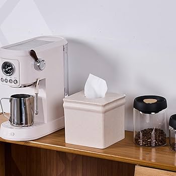 Ekirlin Resin Tissue Box Cover Square, White Flower Decorative Textures