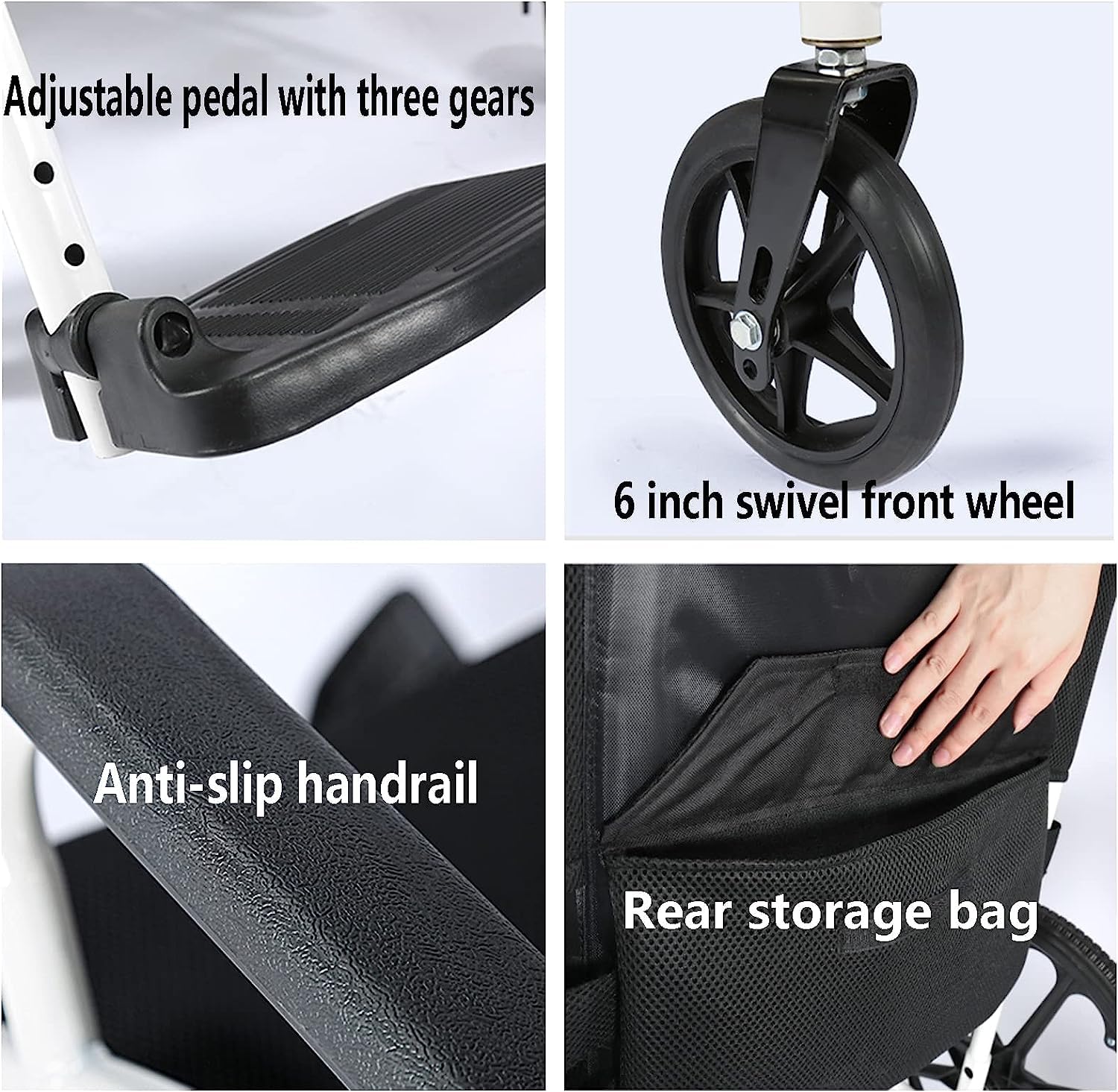 Silla de Ruedas Plegable Deo Silla de Ruedas Manual Ligera con Reposapiés Ajustable en 3 Niy Ruedas Traseras de 18 Pulgadas Pu