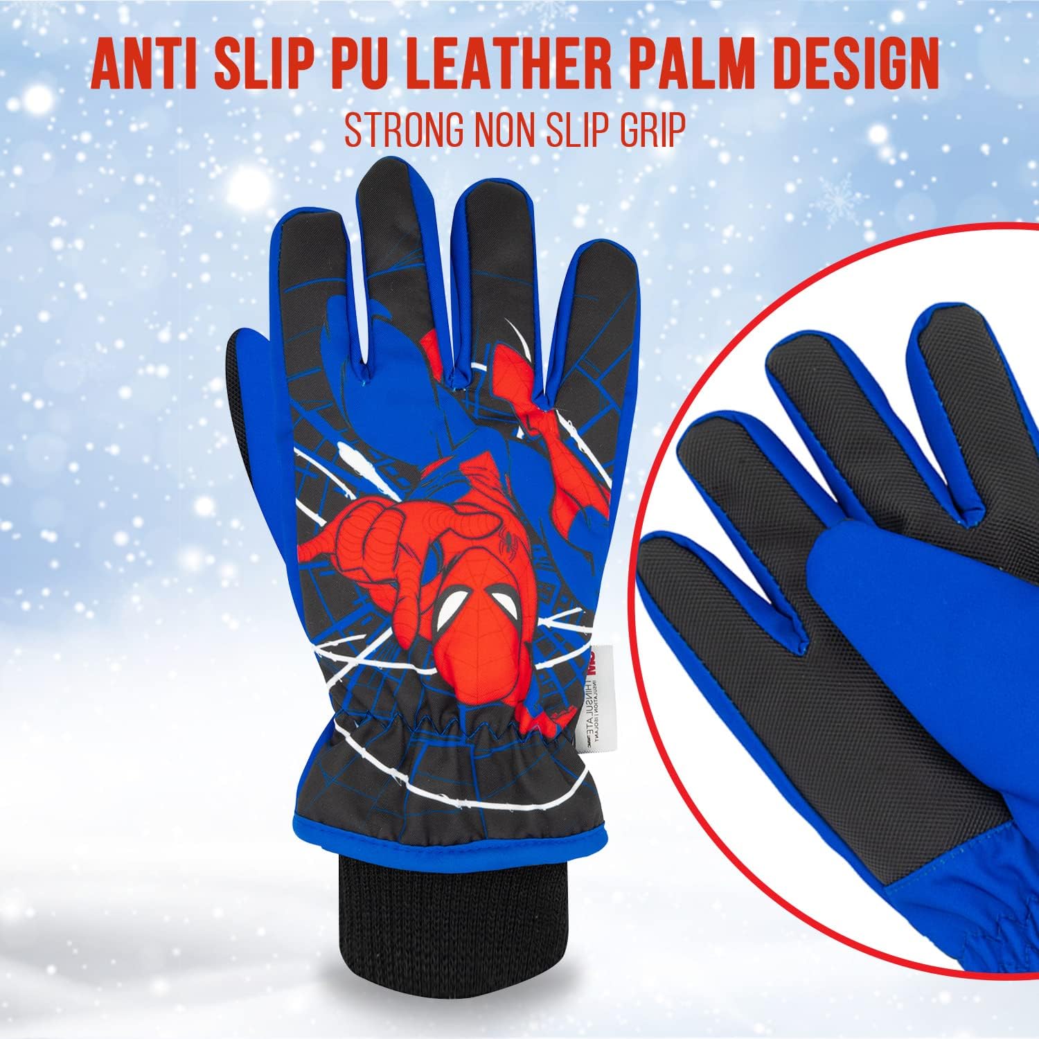 Marvel Spiderman Snow Gloves for Kids, Spider Man Toddler Gloves, 3M Thinsulate Waterproof Mittens, Kids Winter gloves - Image 3