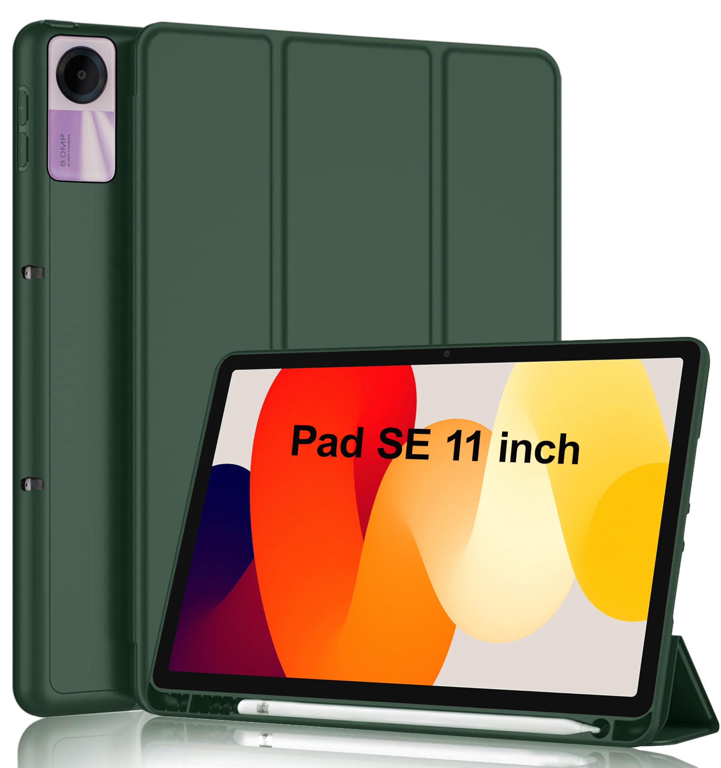 TGK Soft Flexible with Pencil Holder Trifold Flip Back Case Cover