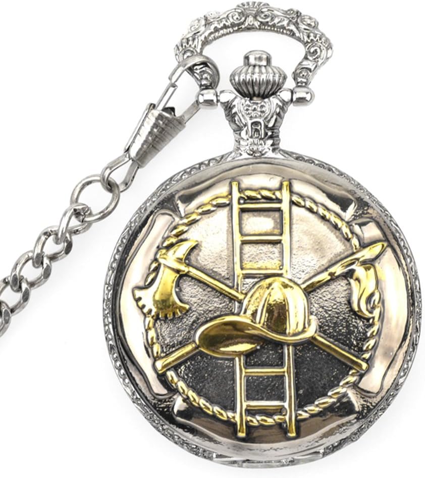 WZC Quartz Cold Weapon Gold and Bronze Color Mens Pocket Watch with Chains