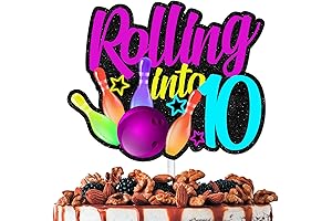 Glitter Bowling Ball Cake Topper Cheer To Bowling Rolling Into 10 Party Decorations
