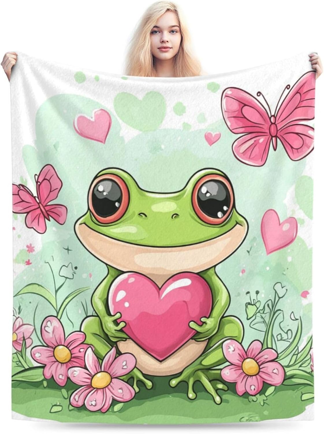 Frog Gifts Warm Cozy Cute Throw Blanket Soft Lightweight Fleece Plush Fuzzy Blanket for Girls Women Kids Adults Bed Decor 40"X50" - Image 3