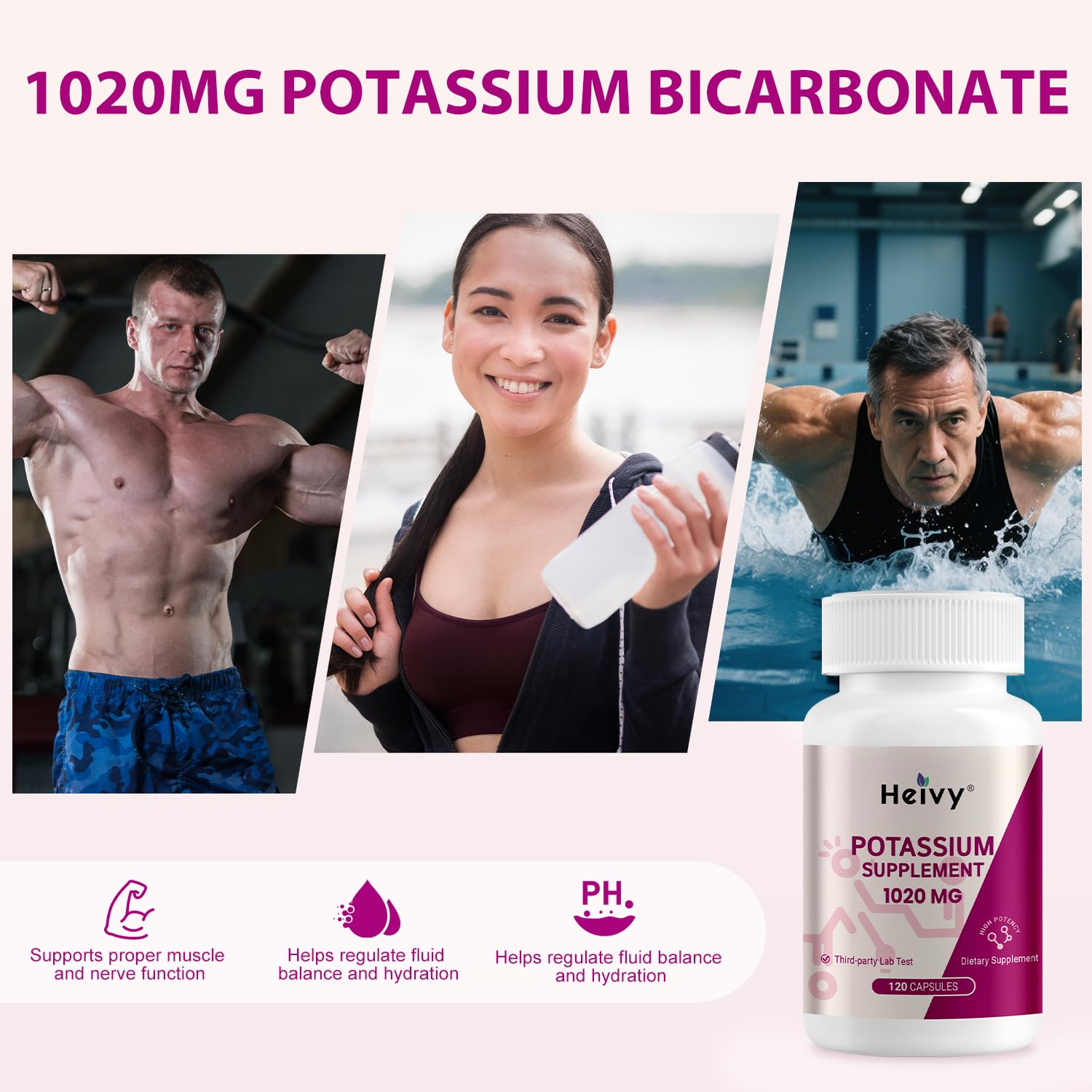 Heivy Potassium Supplement 1020 mg, 120 Vegetarian Capsules — Amazon image 5