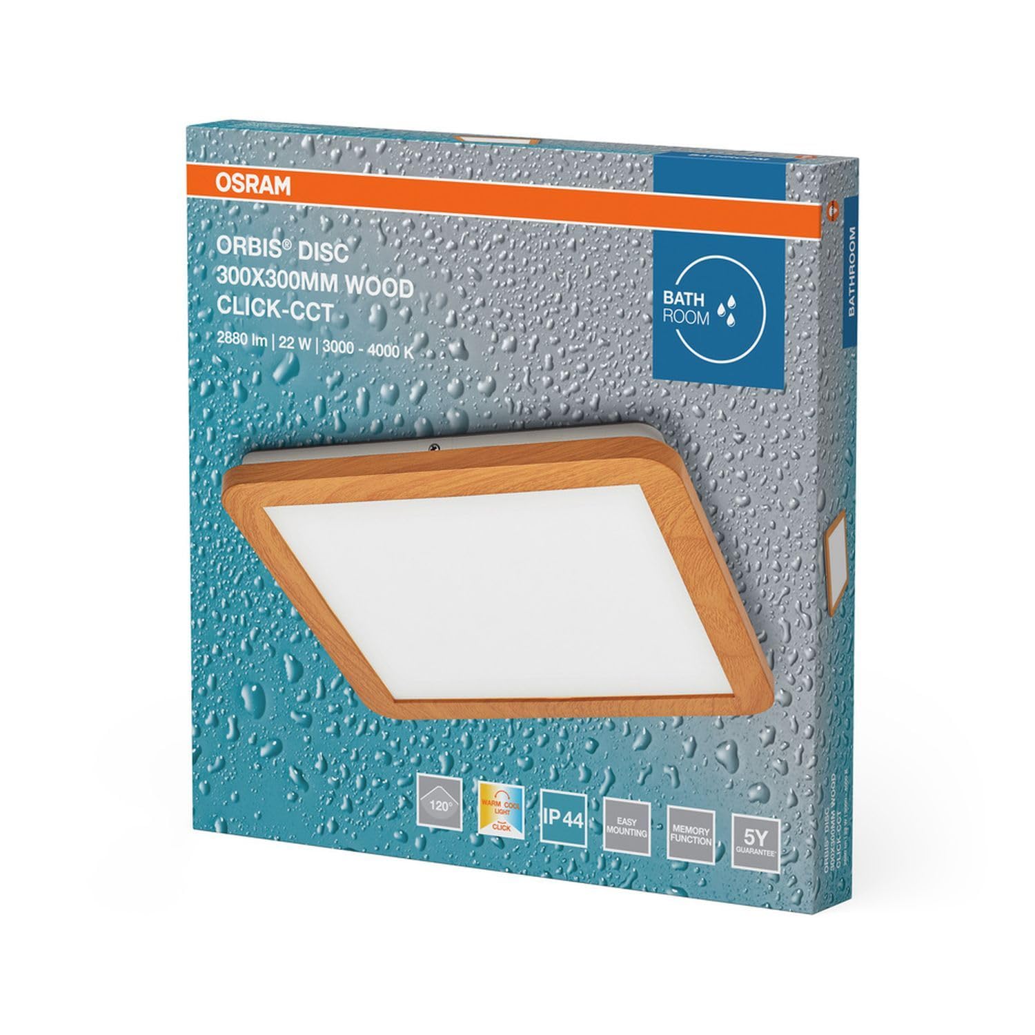Licht-Erlebnisse LED Deckenlampe Holz Metall 3000-4000 K Click-CCT IP44 wohnlich Schlafzimmer Flur Badezimmer Treppenhaus L:30 cm Deckenleuchte Esszimmer