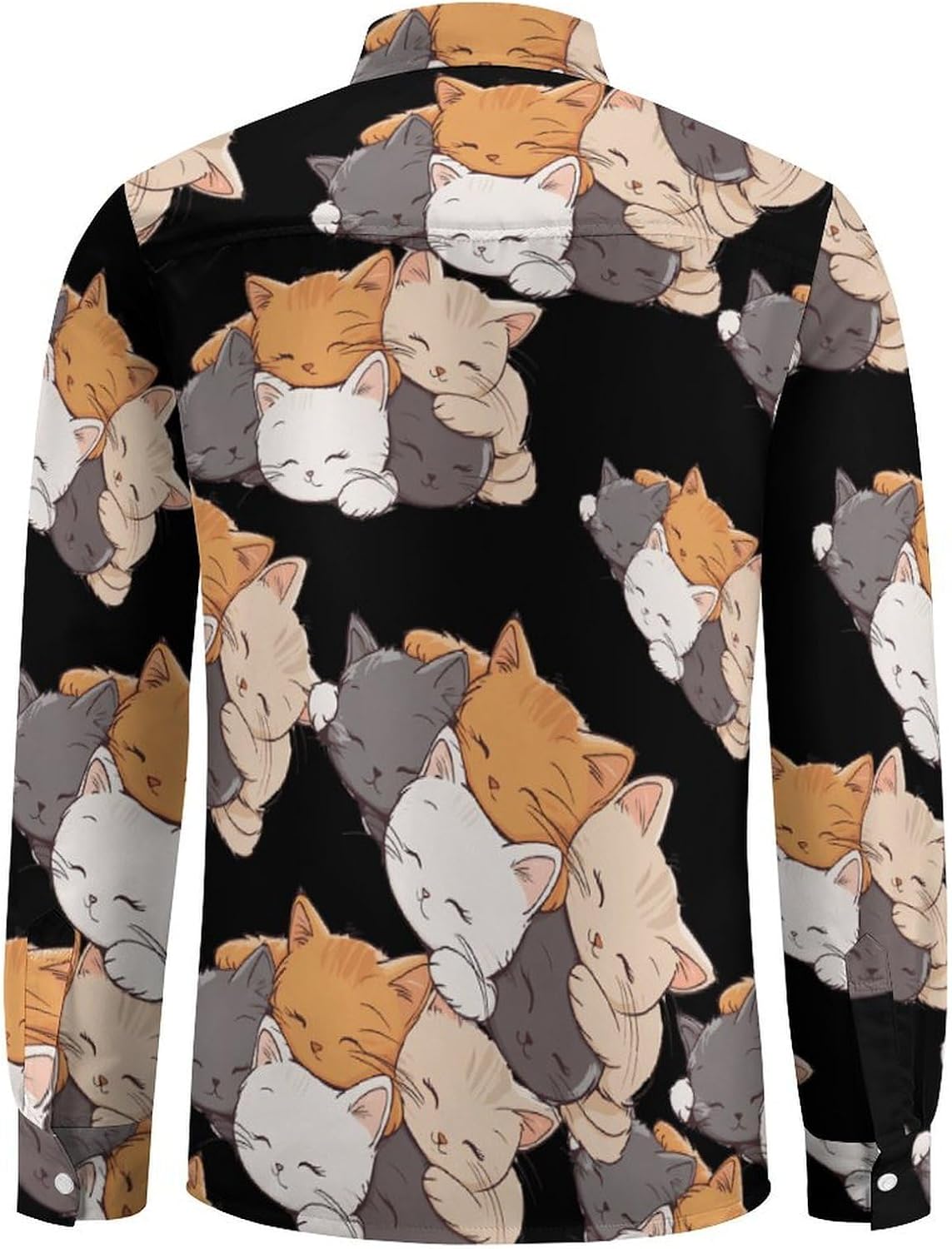 Cute Cats Long Sleeve Shirts Casual Dress Shirt Button-down T-shirts for Men