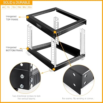 RIVECO 22U Open Frame Server Rack with Wheels- Heavy Duty 4 Post 19-inch, Stereo Rack Rolling Network Shelf & 14 Depth Rack Shelves 2PCS