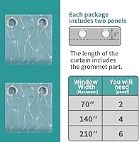 Vista 55 de BGment Room Darkening Curtains 95 Inches Long, Grommet Thermal Insulated Blackout Curtains with Wave Line and Dots Printed for Bedroom, 2 Panels