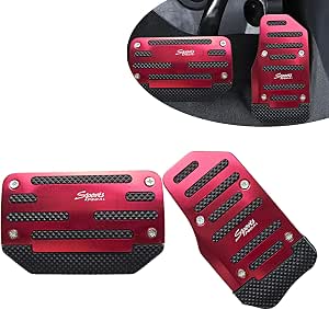 2-Piece Non-Slip Car Pedal Covers For Automatic Transmission - Alloy With Rubber, Blue
