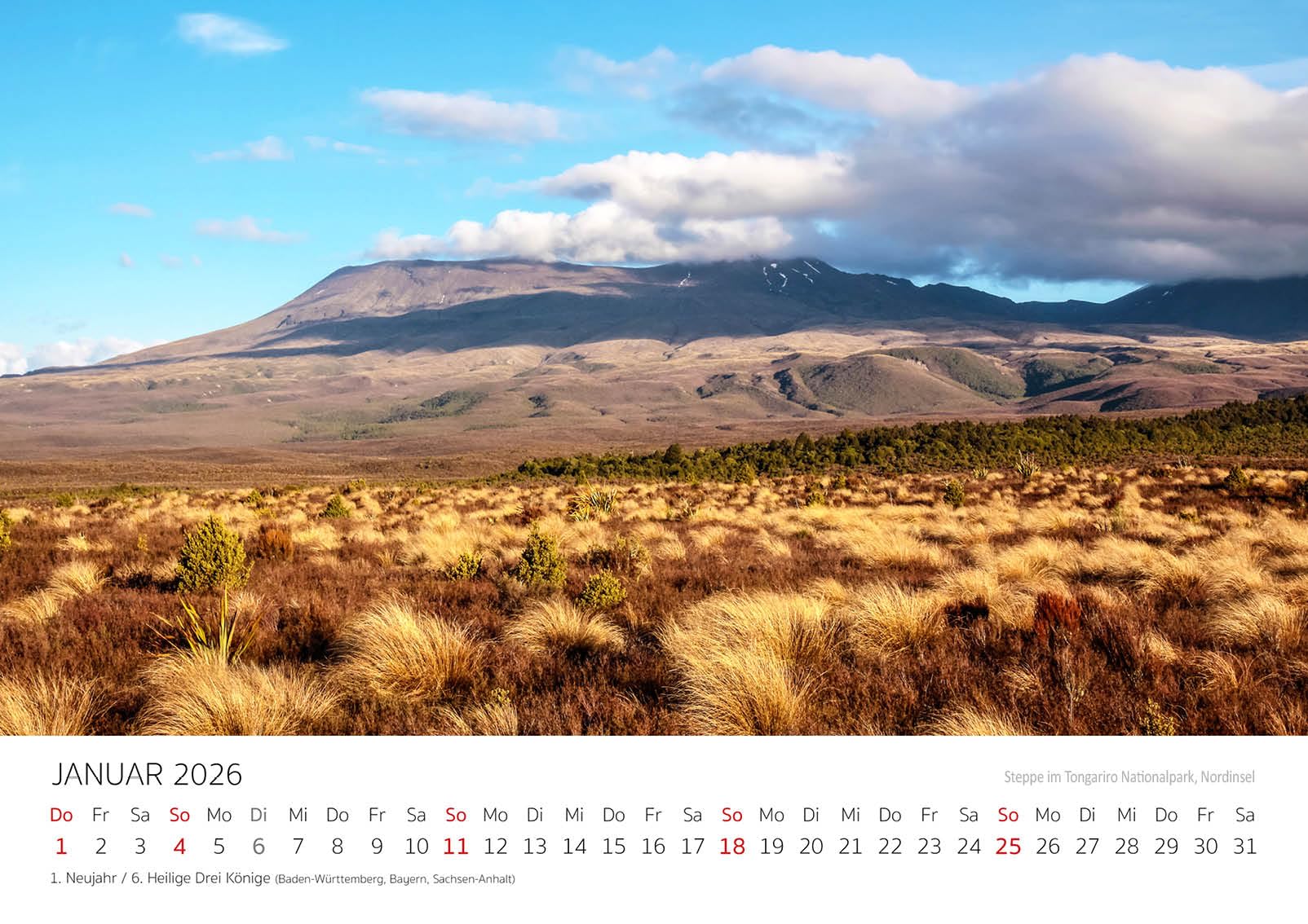 Edition Seidel Premium Kalender Neuseeland 2026 Format DIN A3 Wandkalender Wellington Pazifik Insel Nationalparks Christian Müringer