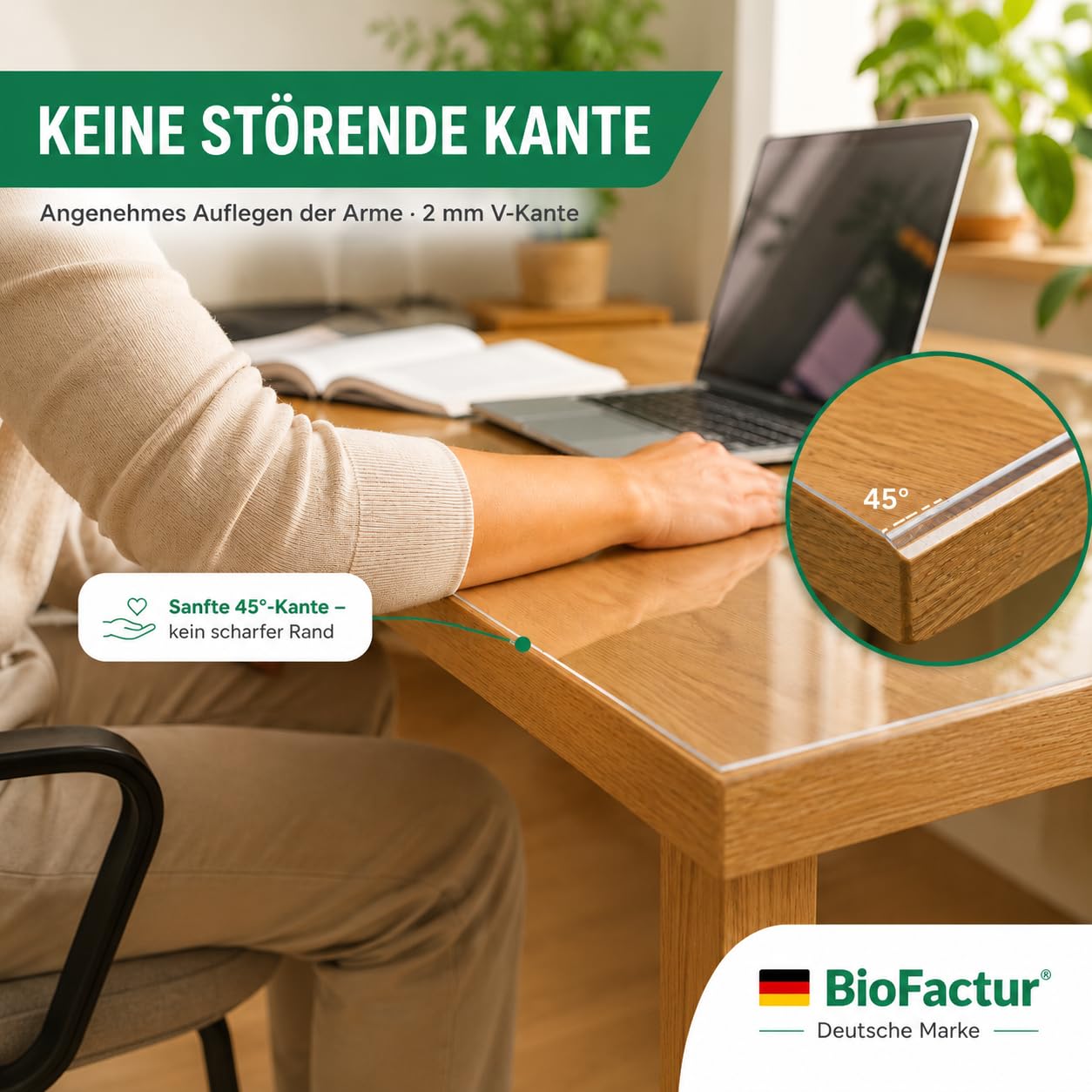Tischfolie Transparent nach Maß mit V-Kante, 2 mm PVC Tischschutz | Glasklare Tischauflage, Abwaschbar & Lebensmittelecht, 90x150 cm