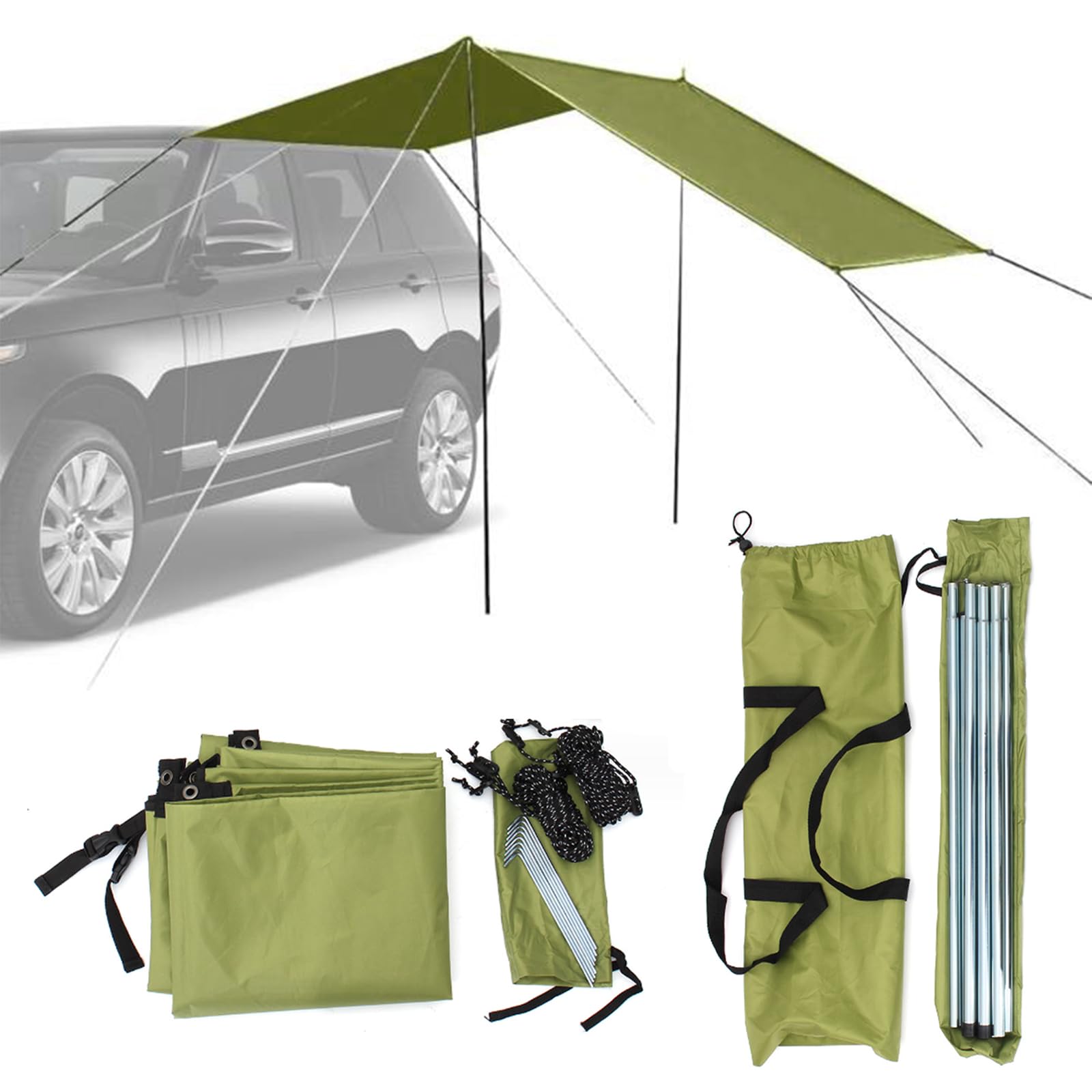 Tenda per Auto, Tenda da Campeggio, Impermeabile Tenda di Estensione Posteriore/Laterale dell'auto,Tettoia/Tenda da Sole per Auto, Adatta per Auto e Camper,440 x 200 cm