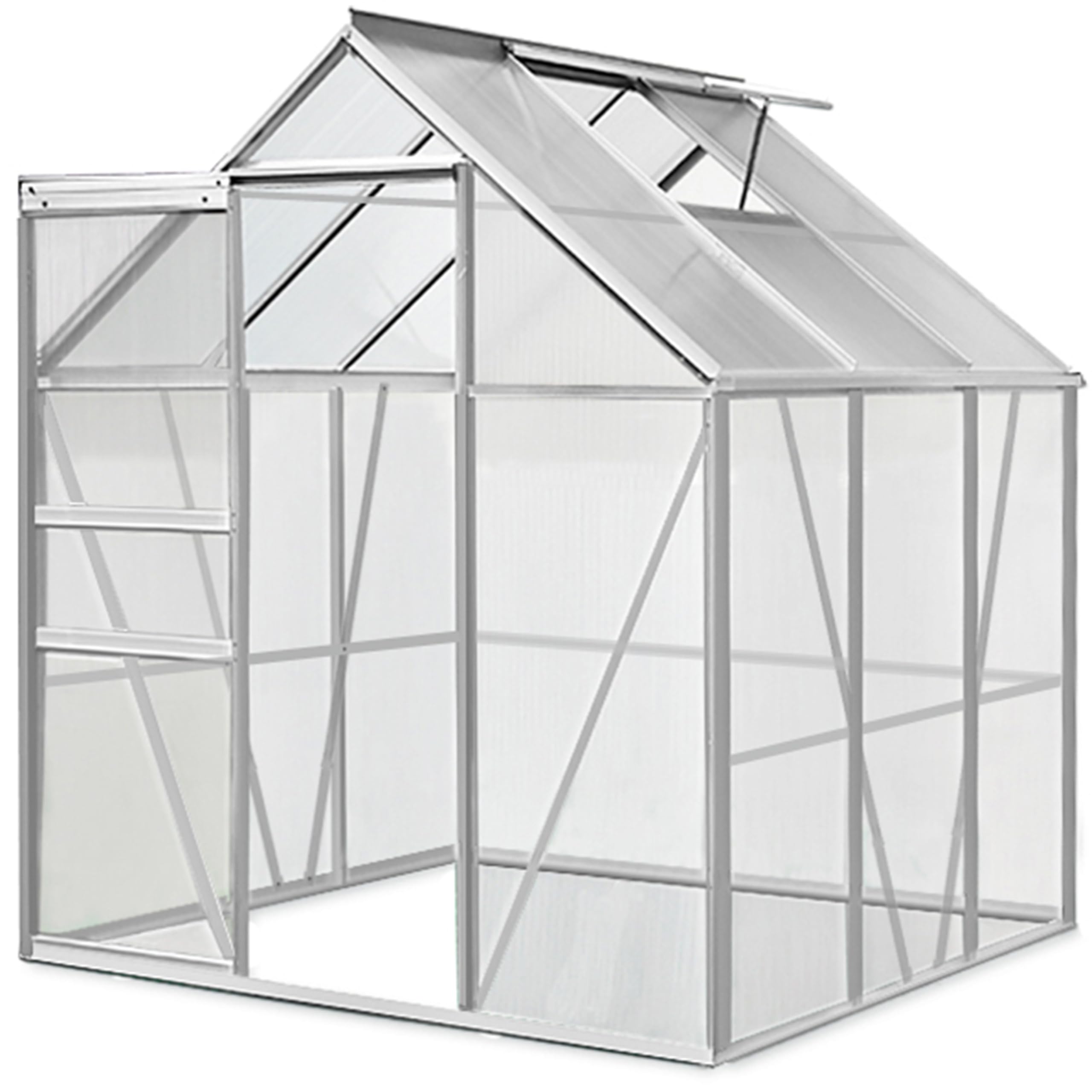 Gardebruk Invernadero de Aluminio 3,6m² Cobertizo de Jardín con Base Plantas 5,8m³ 190x190cm Vivero Huerto