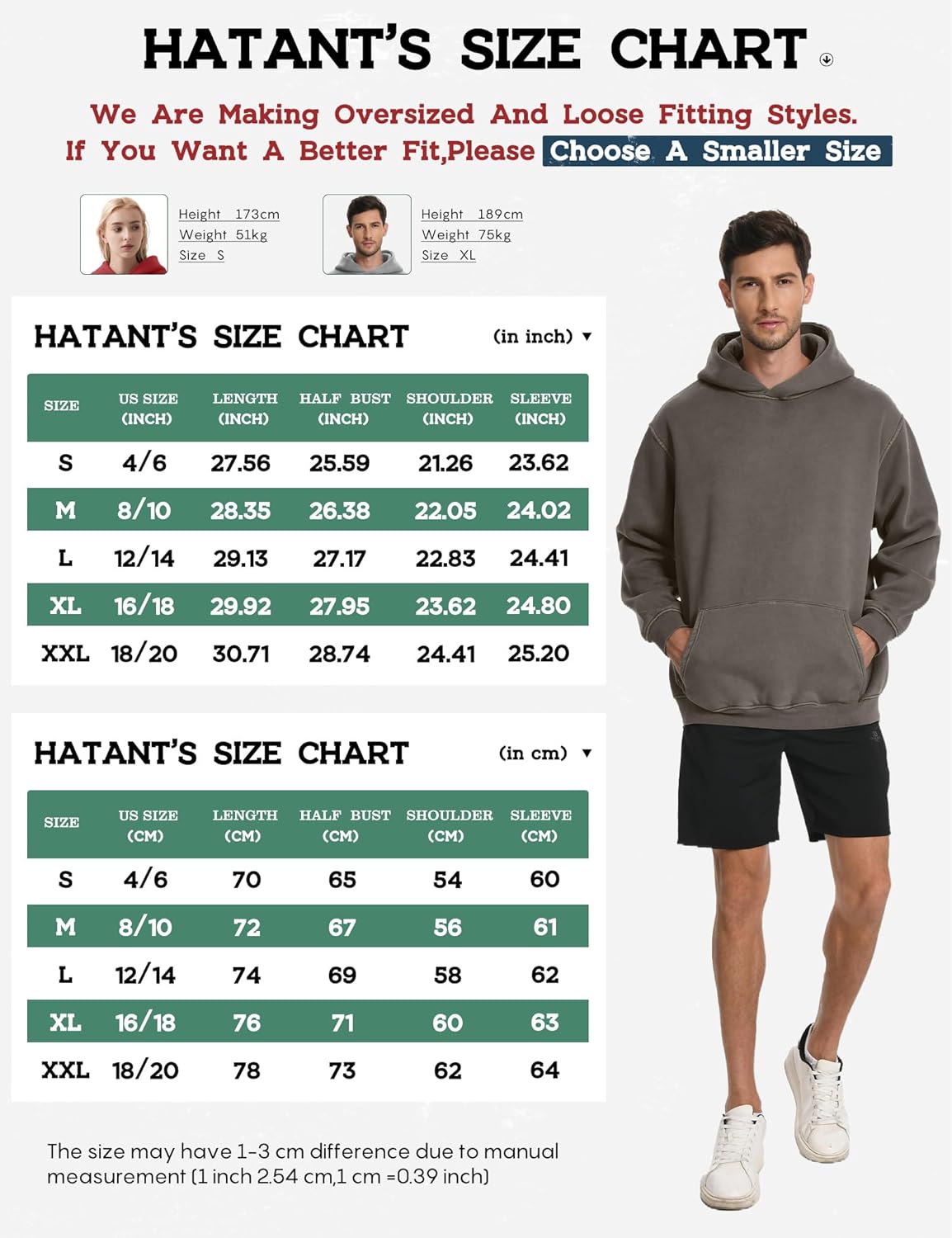 Hatant Hoodies for Men Heavyweight Fleece Sweatshirts Mens Acid Wash Athletic Hoodie Oversized Matching Pullover for Couples - Image 4