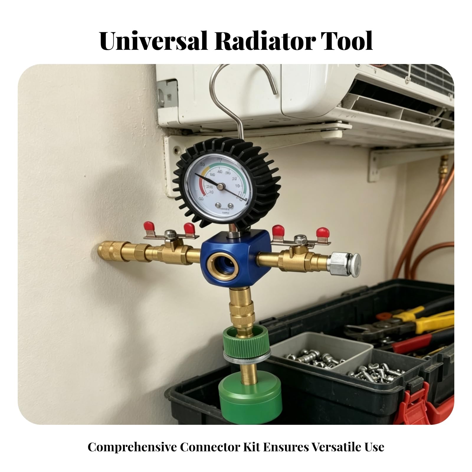 Testeur Pression Radiateur Professionnel, Kit Remplisge Refroidissement sous, Manuel, pour Garage, Mécanicie, Garagistes
