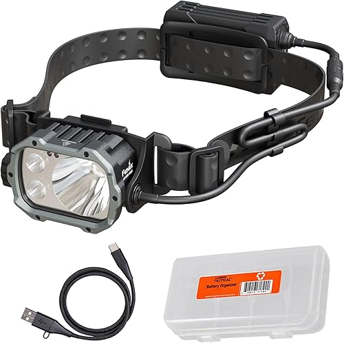Fenix HP35R SAR - Linterna frontal recargable USB-C de 4000 lúmenes, con foco y reflector y diadema ignífuga para búsqueda y rescate, uso al aire
