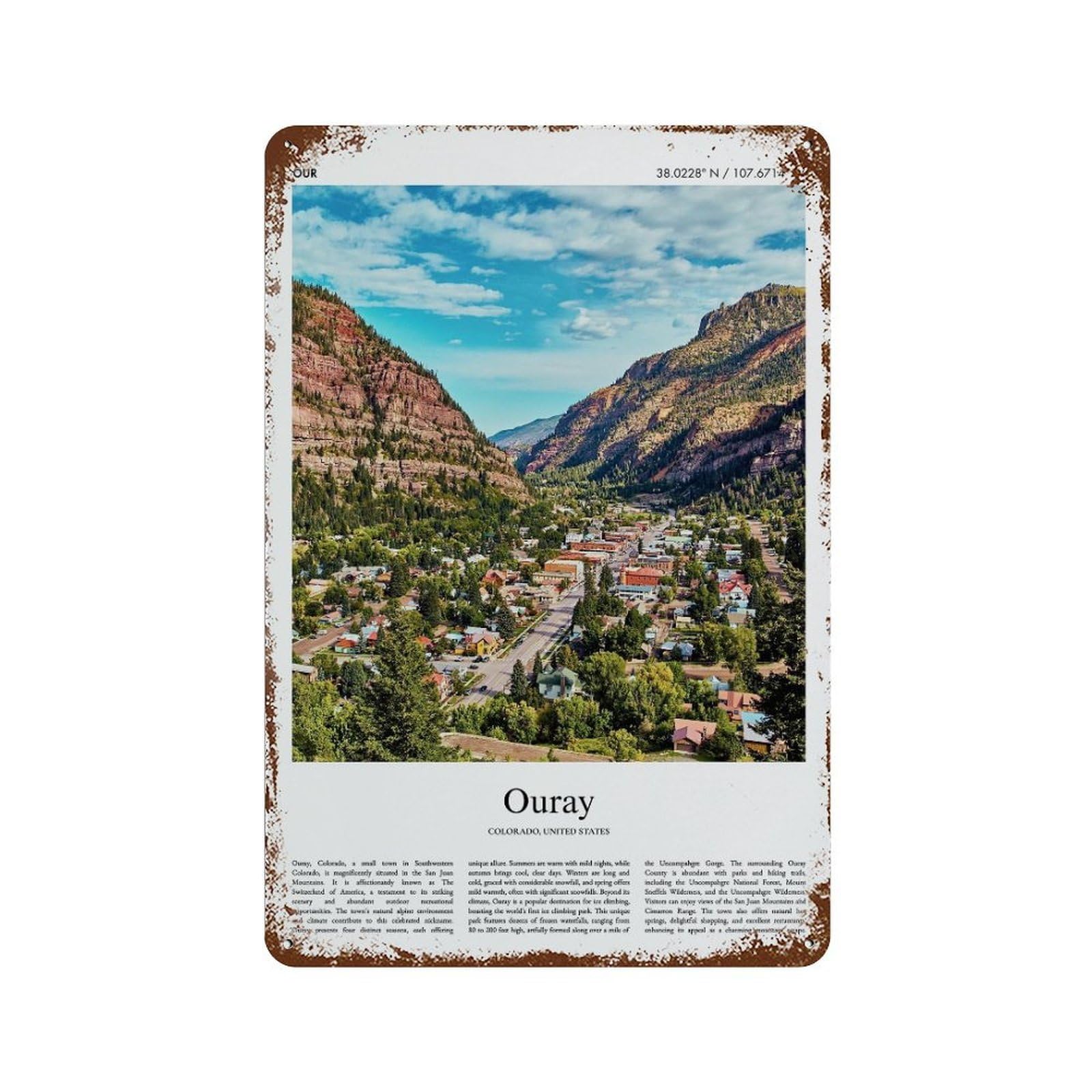 xiaoxiaoshen Ouray Colorado, United States, USA City Scenery Wall Decor Art Metal Tin Poster Modern Home Decor Art Home Bar Shop Decorations Vintage Sign 30x20cm