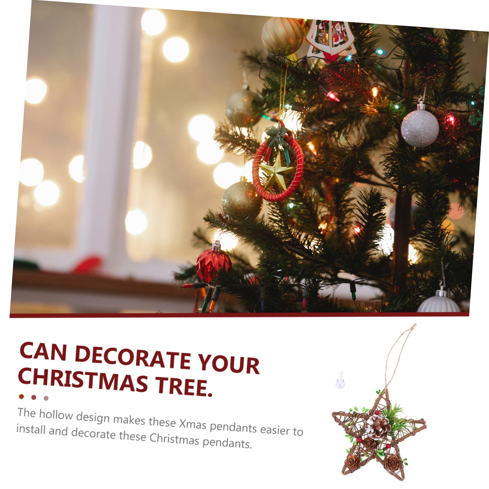 Amosfun 5 Piezas Adornos De Navidad Colgante Felpa Árbol Adornos Navideños Guirnalda Oro Decoraciones Adornos para Arboles De Navidad Home Decoracion De Madera Coffee