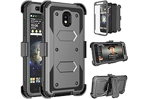 Tinysaturn Samsung J7 2018 Case with Built-in Screen Protector and Belt Clip Holster