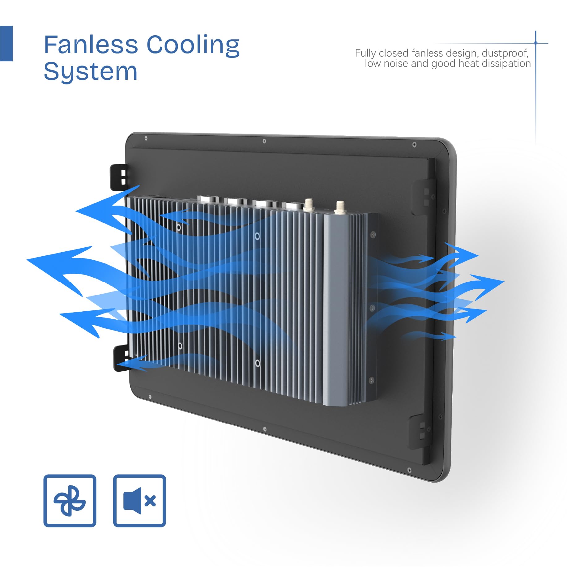 13.3" Fanless Industrial Panel PC,16:9 Embedded 10 Point Touch PC,Win 10 IP65 All-in-One Computer,Auto Power-on,for Factory,Automation,Kiosk,Business (I3-7100U, 16G RAM 256G SSD)
