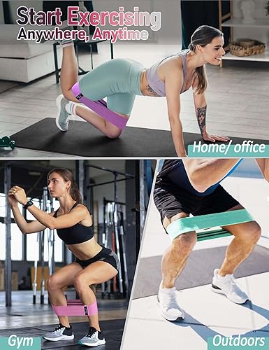 Miniatura 4 de Bandas de resistencia para entrenar cadera y piernas, juego de bandas de tela para glúteos, bandas de ejercicio anchas para mujeres y hombres, juego