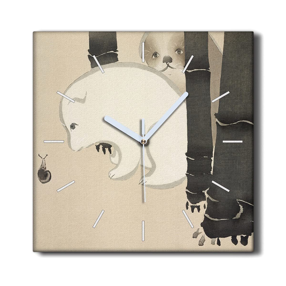 Horloge Murale Toile Sans Tic-Tac Animaux Asiatiques pour Salon