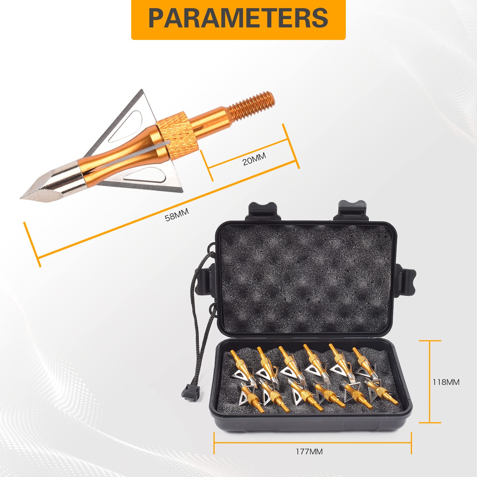 NIKA ARCHERY 12pcs Punte di Freccia da 100 grani per frecce da Caccia con Balestra per Arco da tiro con L'Arco Adulti con Scatola di immagazzinaggio