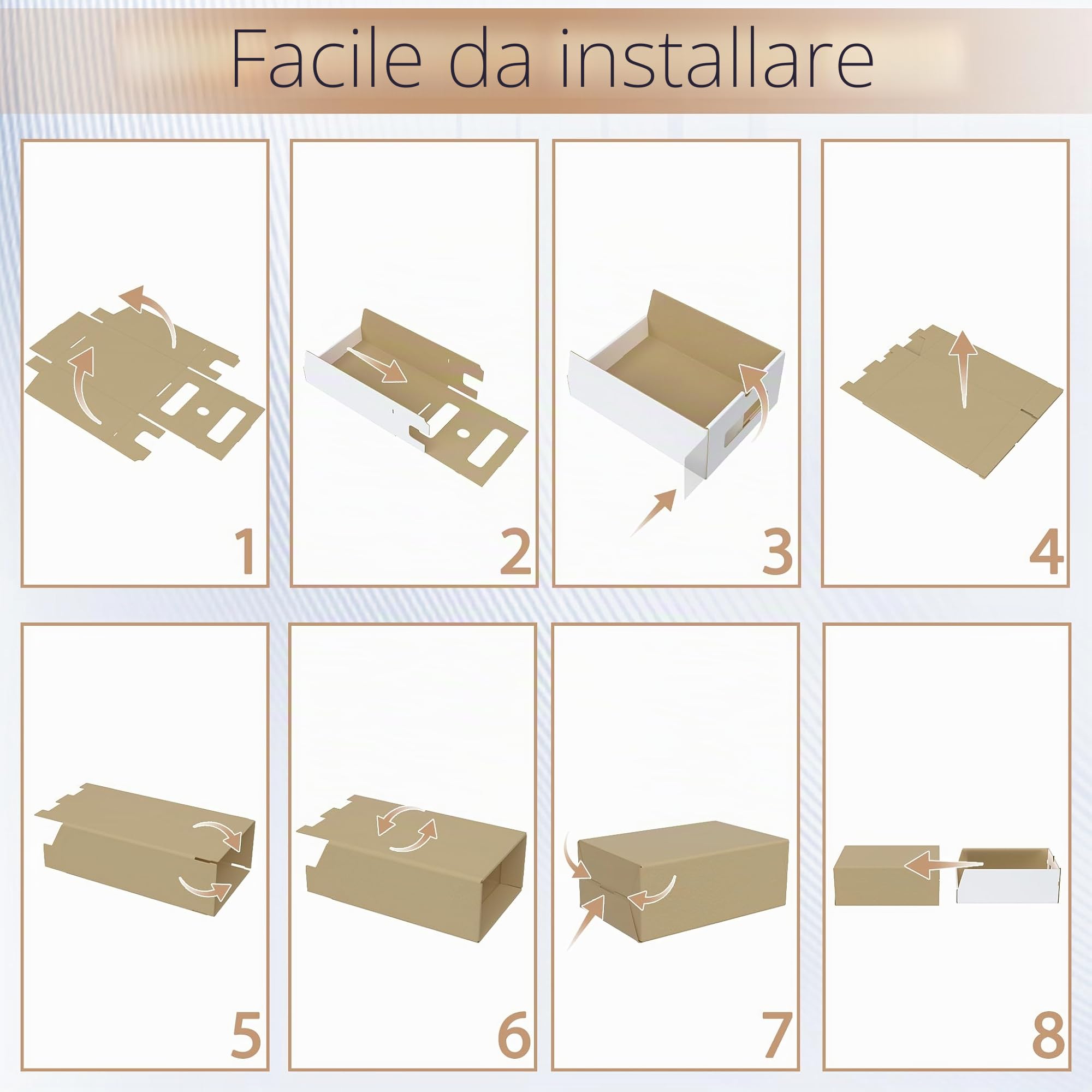 YRHome Set di 20 scatole impilabili - Scatola con cassetti in carta kraft con finestra trasparente, scatola per scarpe e giocattoli per riporre accessori e accessori, 23,5 x 34,5 x 13,5 cm - Marrone