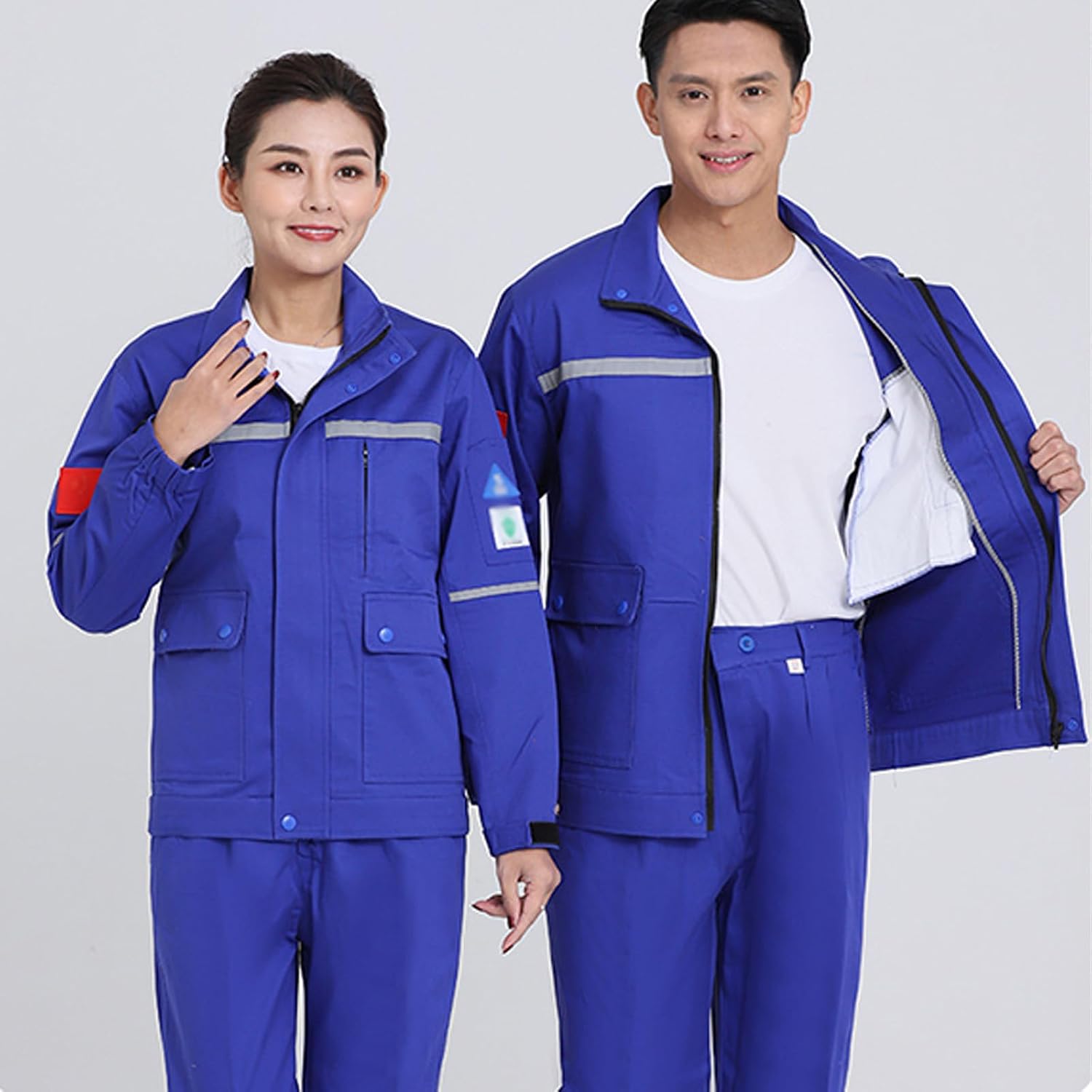 Long Sleeve Coverall Unisex Cotton Overalls Anti Static Jacket & Pants Suit Zip Up Workwear Uniforms