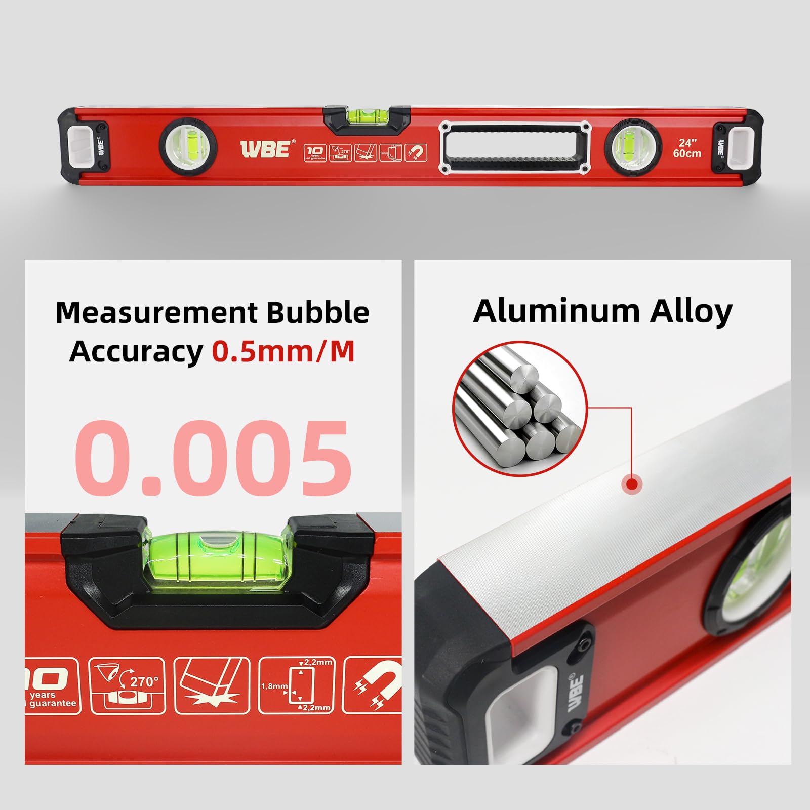 WBE Level Set - 4 Piece Torpedo & Digital Levels -4
