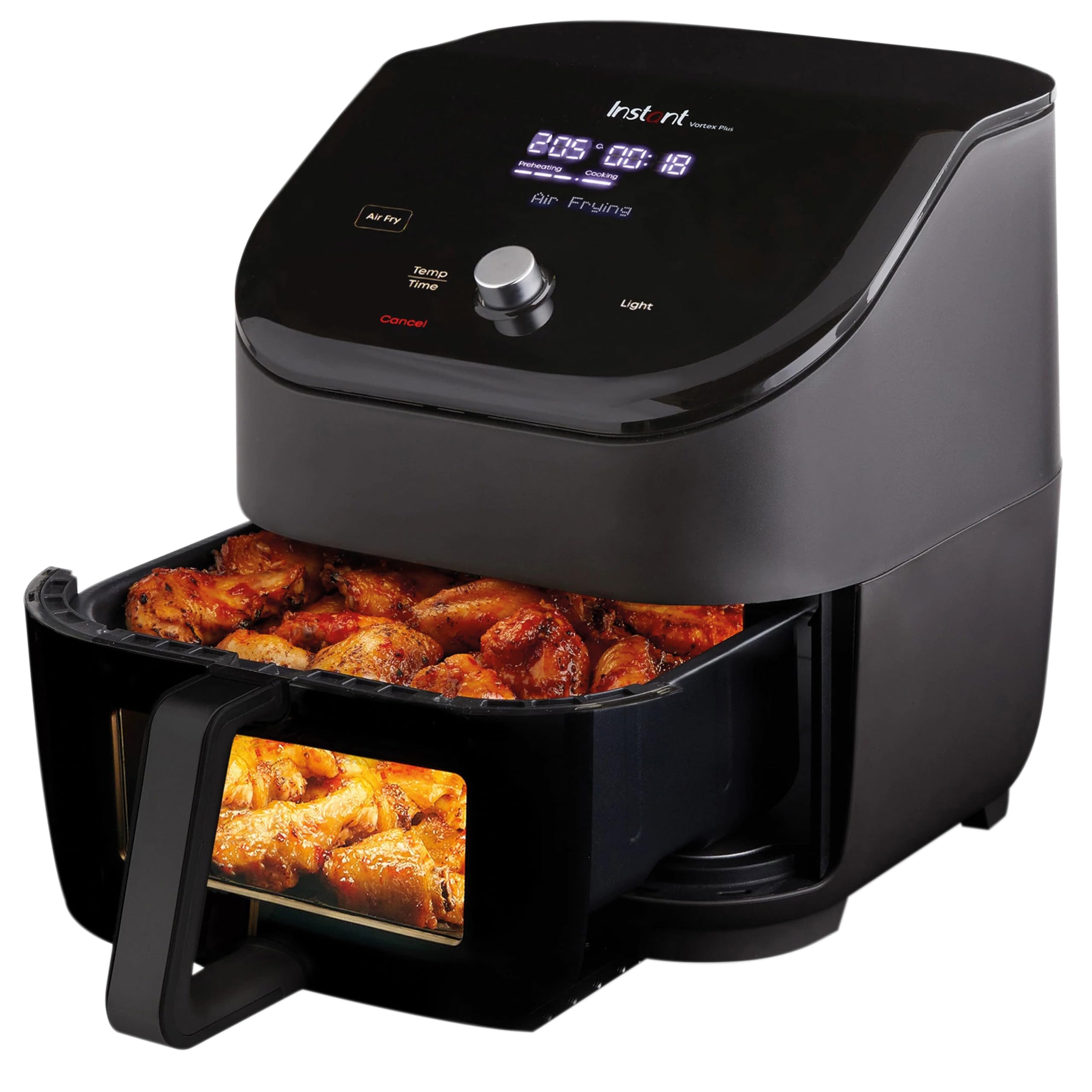 Instant Vortex Plus with ClearCook, Digital Air Fryer, 5.7 Litres, Black, 6-in-1 Smart Programs, Frying, Baking, Roasting, Grilling, Dehydrating, Heating, Large Capacity, 1700 W