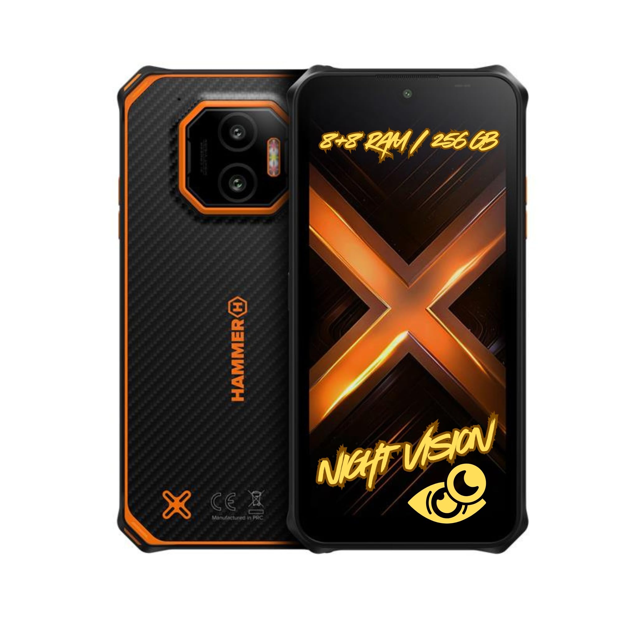 HAMMER Energy X2 5G 16GB/256GB Rugged Smartphone, 5000mAh Battery, 50MP Camera, 6.1" Display, Android 15, 30W Fast Charge, IP69 Waterproof, eSIM, NFC