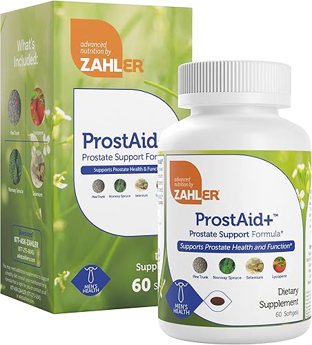Zahler ProstAid+ - Suplementos de próstata para hombres con licopeno y abeto noruega para flujo de orina, soporte de próstata, fabricado en Estados