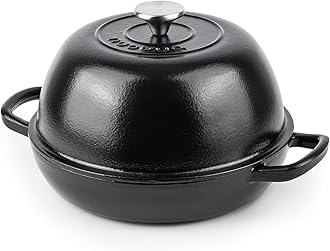 Enamelled Cast Iron Dutch Oven Pot – Dutch Oven For Sourdough Bread Baking – Cast Iron Bread Pot – Black, 6 Quarts, 26cm – by Nuovva