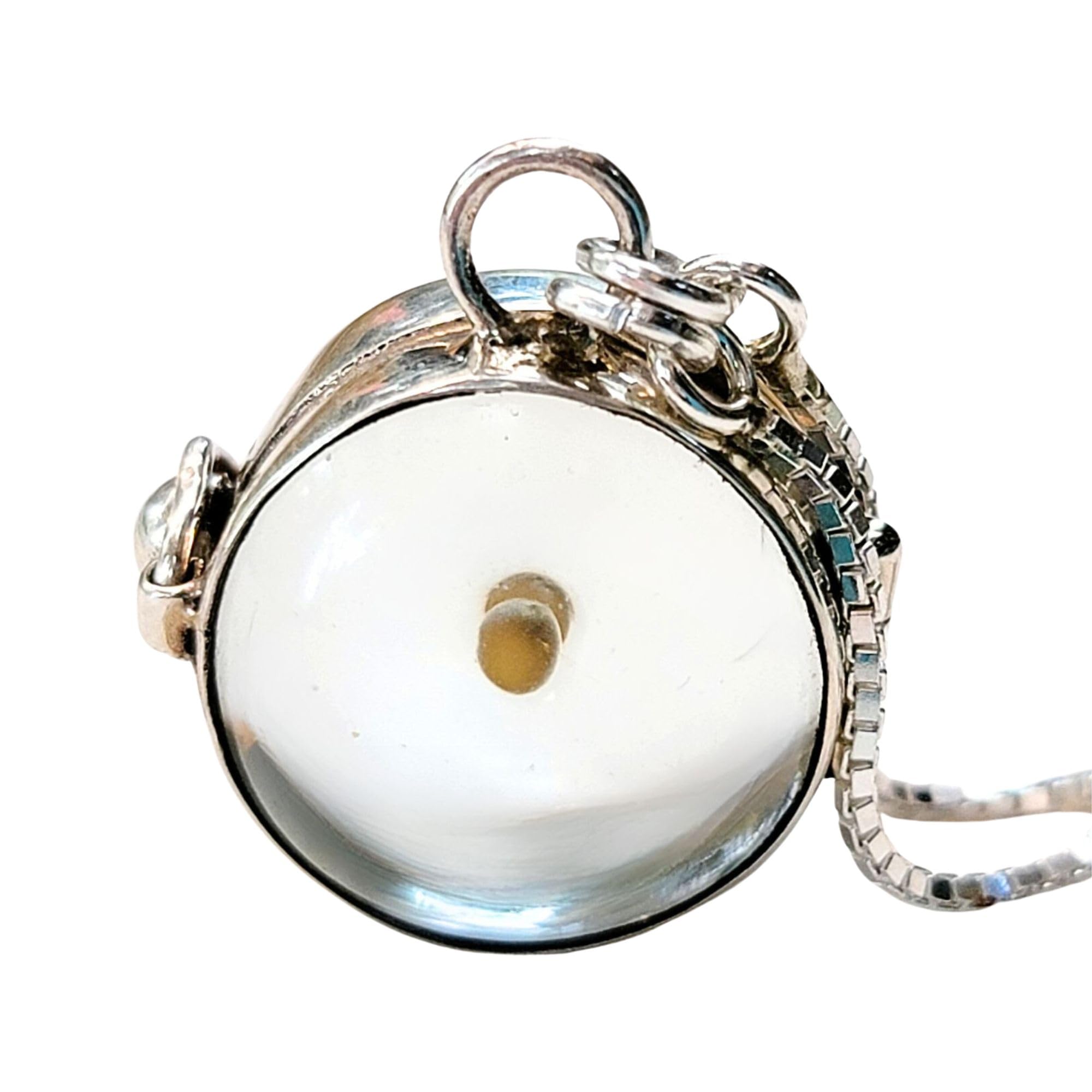 BoomdyadaMustard Seed Necklace for women, Sterling Silver, 28" adjustable chain, vintage style glass globe, heirloom keepsake locket.