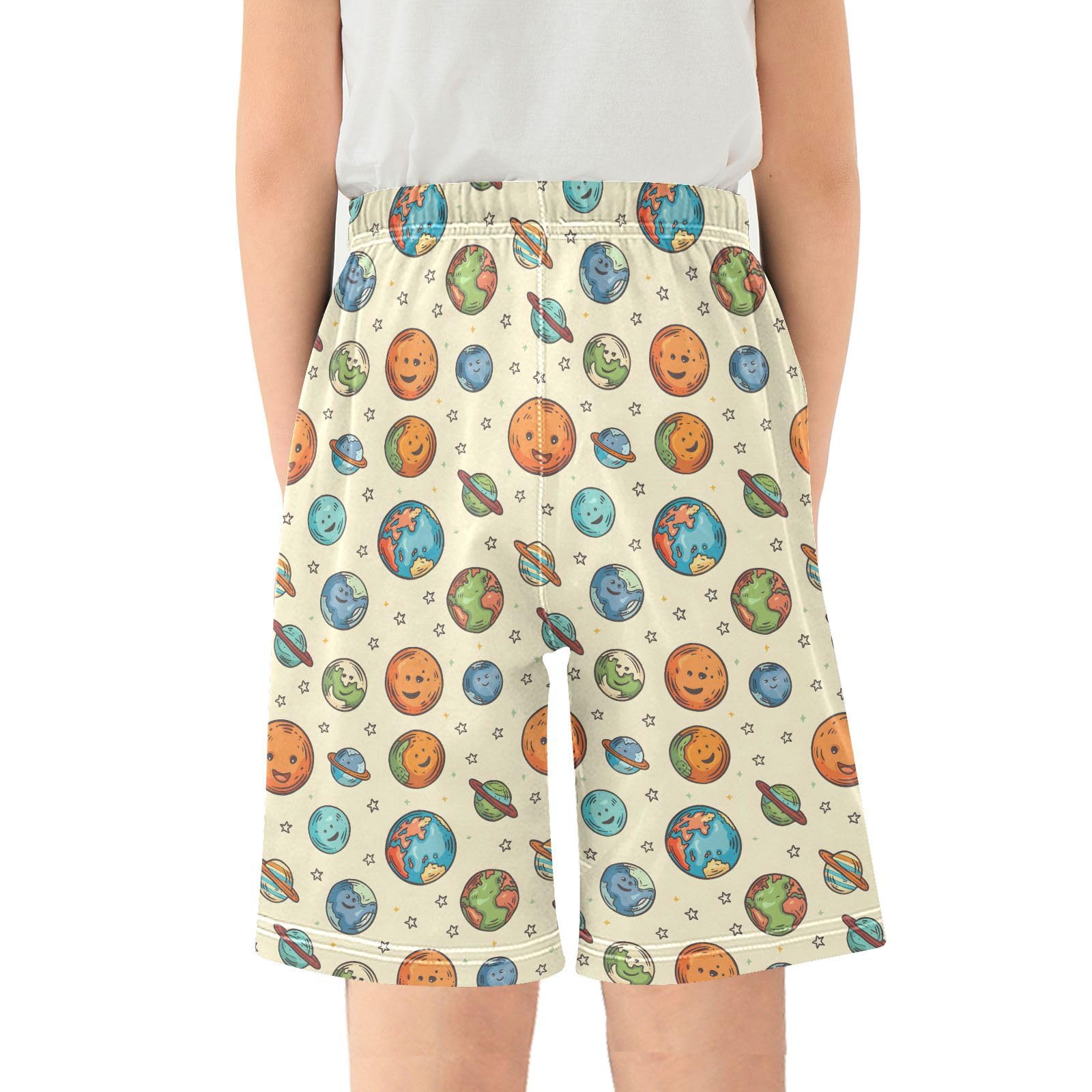 Earth Planet Doodle Youth Athletic Shorts for Boys and Girls Size 11-12 Years Multicolor