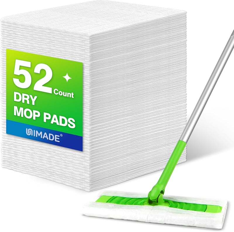 Dry Sweeping Cloths, 52 Count Mop Refills | Compatible with Swiffer Sweeper - Disposable Duster Refill Mops for Cleaning Hardwood Floor Dust