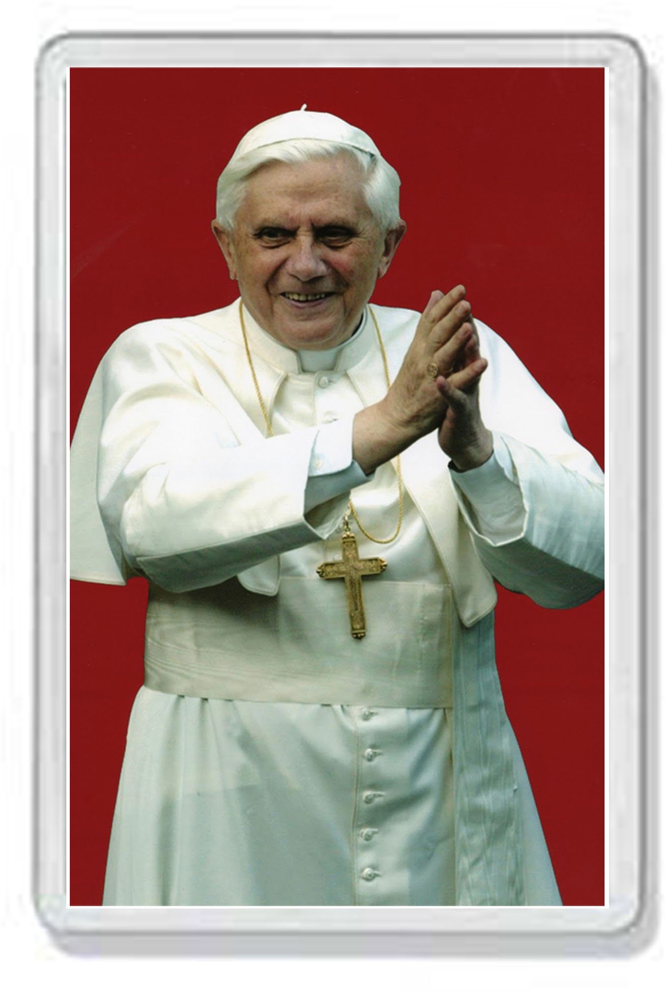 AWS Magnet Heiligenbild aus festem PVC, Papst Benedikt XVI., Souvenir Kühlschrankmagnet aus Hartplastik mit Bild von Joseph Ratzinger Küche, Haushalt & Wohnen