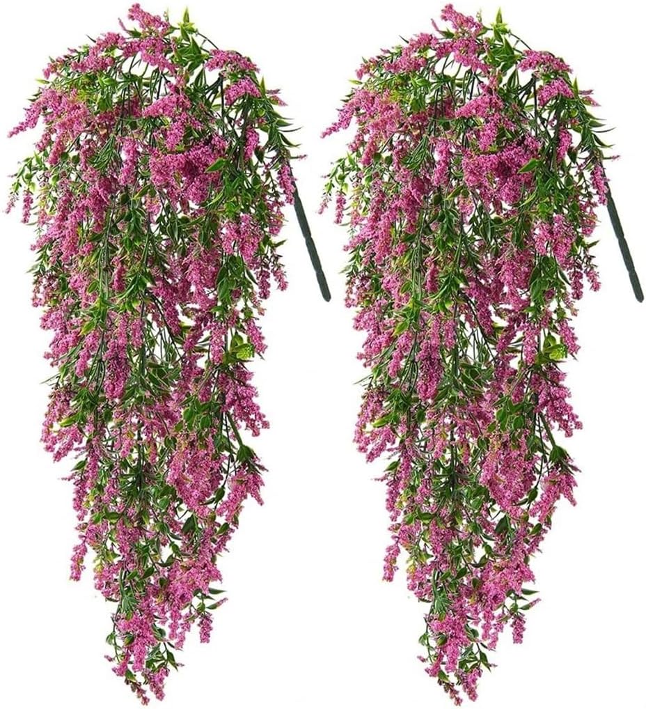 2 Piece Lavender Wall Hanging Rattan Living Room Bouquet Wedding Decoration Plant Basket Vines