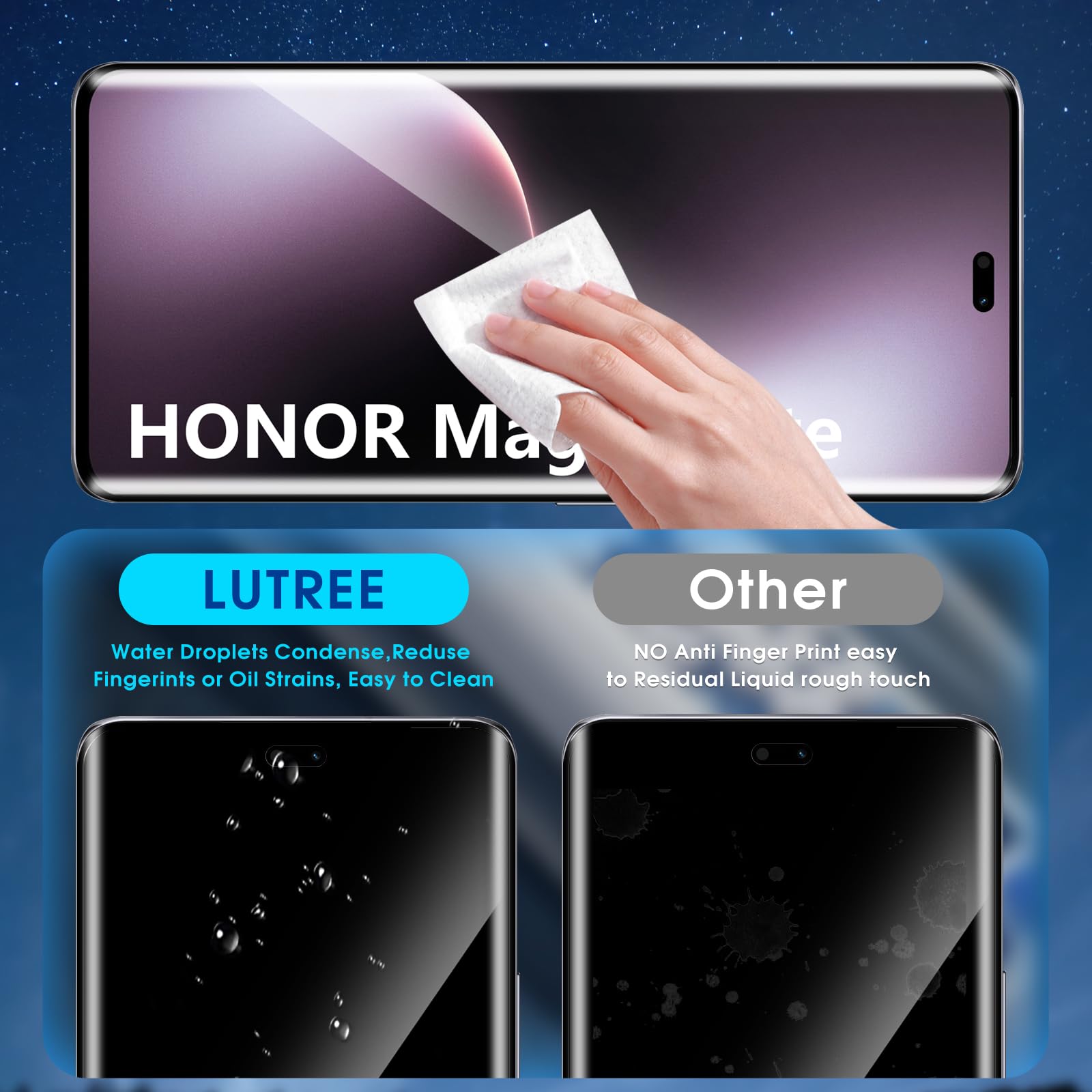 Protection écran Verre Trempé Pour Honor Magic 7 Lite - 2 Verres + 2 Protections Objectif, Dureté 9H, 3D