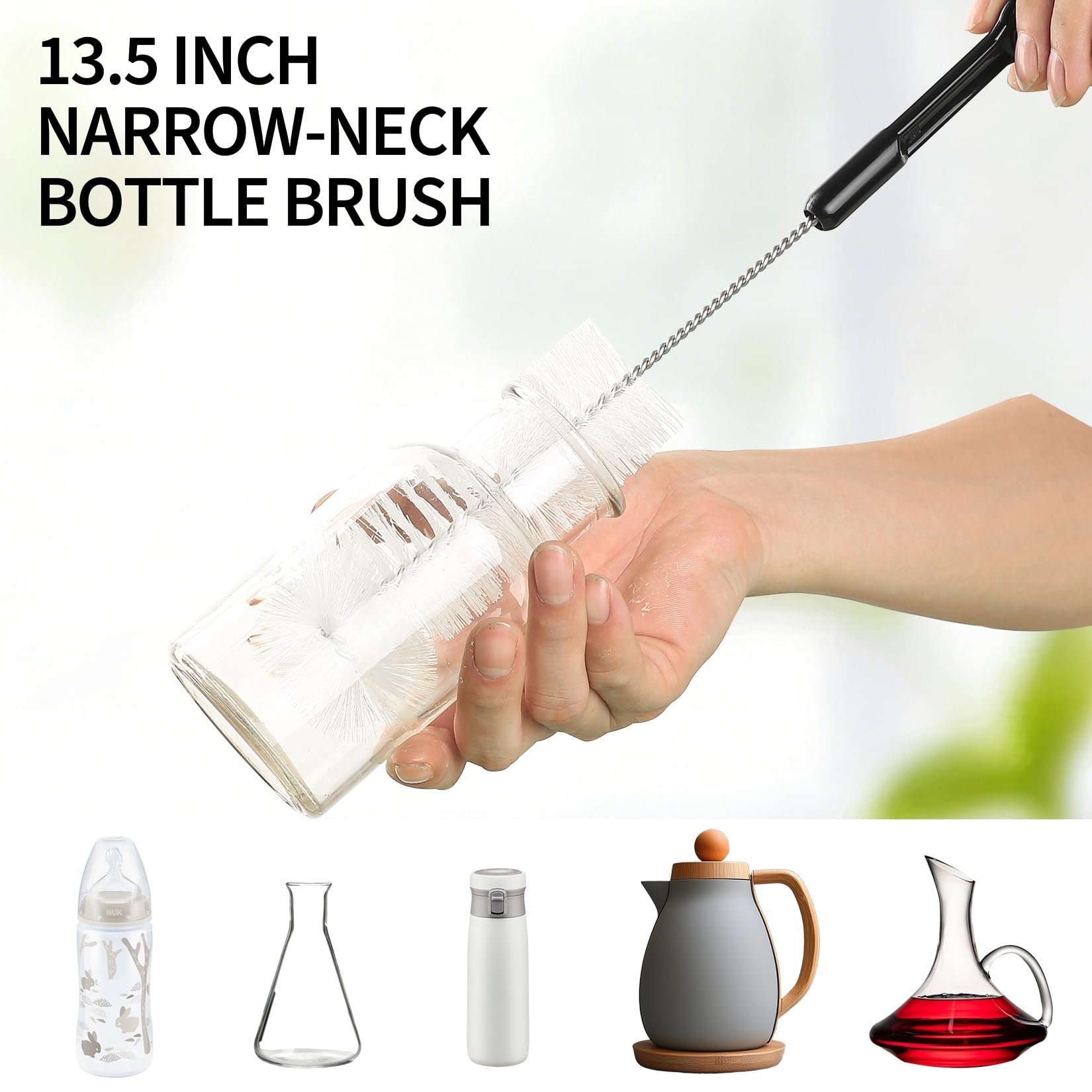 8 Pcs Water Bottle Brushes for Cleanings,Long Handle Water Bottle Cleaning Brushes for Small Spaces,Pipe Cleaners Straw Cleaner Brush Set for Baby Bottles Drinking Glasses Narrow Neck Bottles Flasks - Image 4