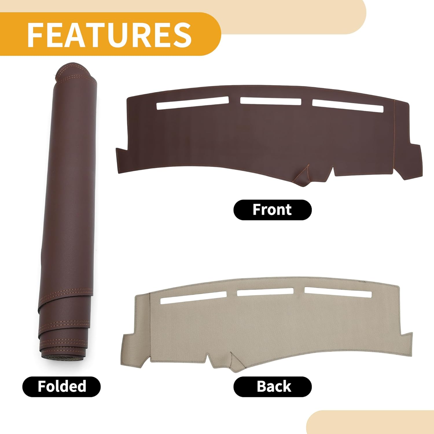 Dashboard Cover Dash Cover Mat Carpet for Chevy Silverado 1999-2006 Brown Faux Leather 1 Pc Anti-Slip Car Interior