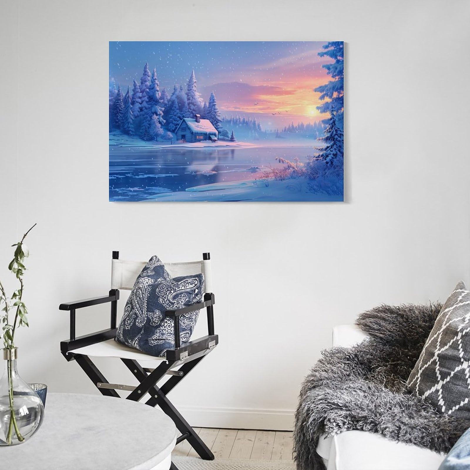 Amazon.co.jp: 絵画 氷と雪に覆われた美しい冬の風景 アートパネル 