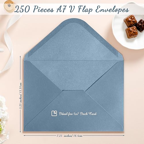 Miniatura 2 de Jutom 250 tarjetas de regalo de boda A7, sobres de 5 x 7 pulgadas, sobres de invitación con solapa en V para tarjetas de 5 x 7 pulgadas, sobres