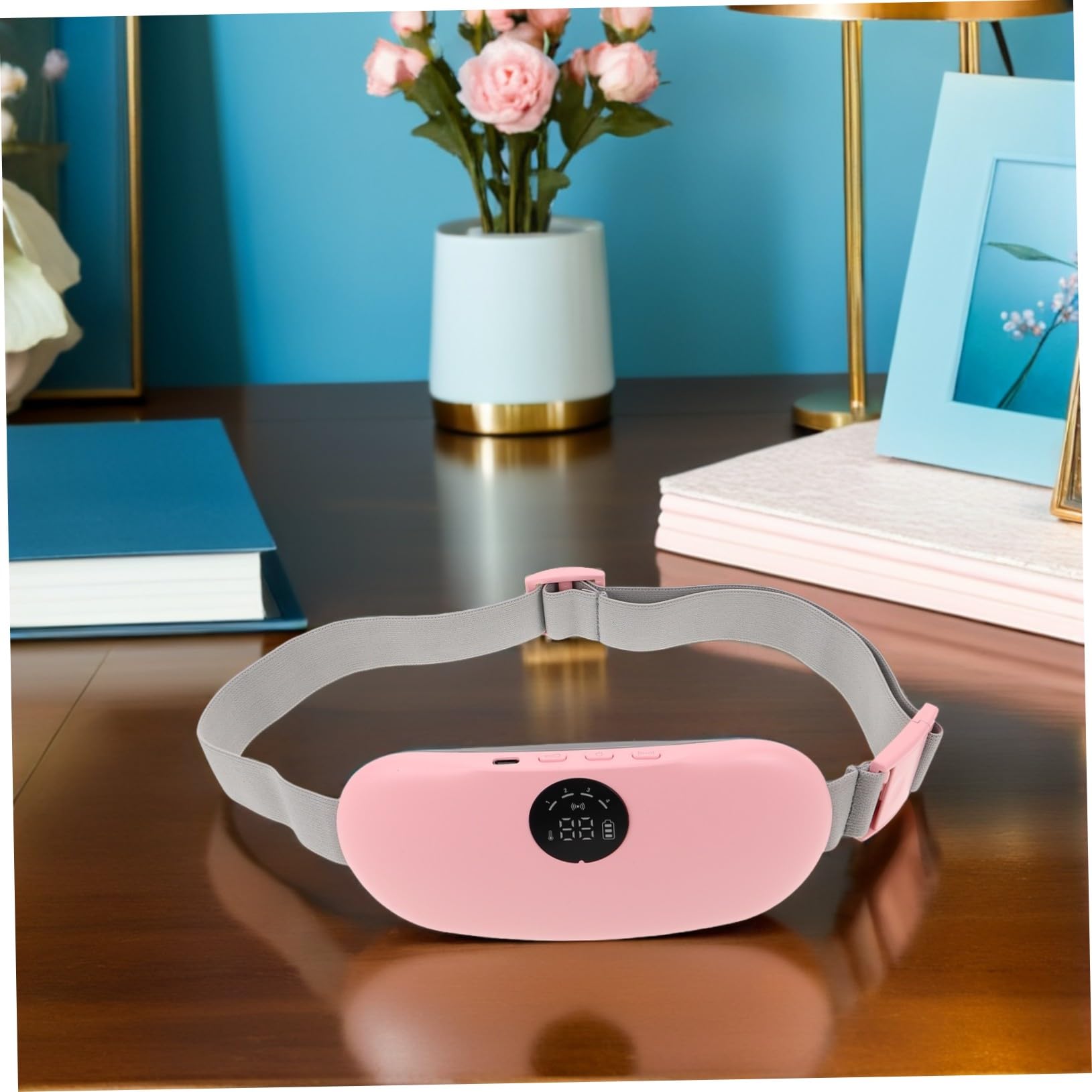 HANABASS Cinturón Calentador Menstrual Portátil con Masaje para Abdomen y Espalda, Diseño Delgado y Ligero, Silicona y Abs, 2000mah, Adecuado para Relajarse en Casa